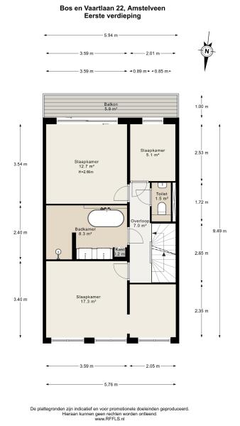 Floor Plan 3 - Bos en Vaartlaan 22